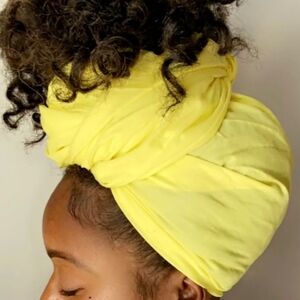 Yellow Solid Head Tie Hair Wrap NEW